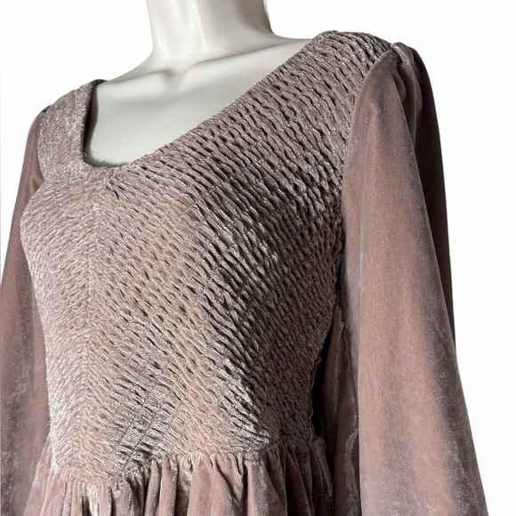 Free People Farrier Velvet Mini Dress Winter Bloom Mauve/Pink Large - Picture 6 of 16